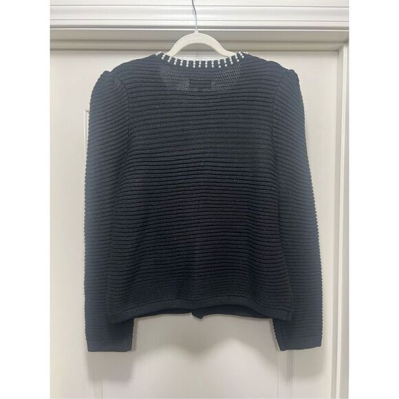 Express Cardigan with Pearl Collar Detail and Puffed Sleeves (Size L) - Picture 2 of 4